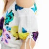 M. Christian Lacroix Kurze, geraffte Bluse mit Blumenmuster M. Christian Lacroix Kurze, geraffte Bluse mit Blumenmuster