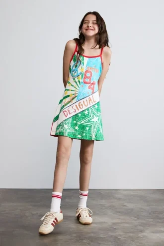 Mehrfarbig bedrucktes Kleid