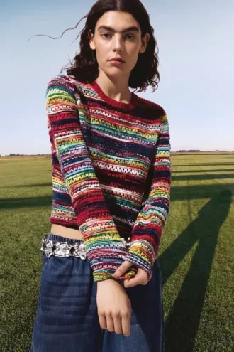 Mehrfarbiger melierter Pullover