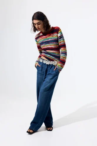 Mehrfarbiger melierter Pullover