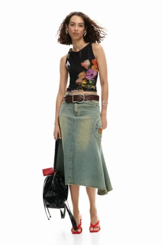 Mesh-T-Shirt mit Blumen