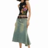 Mesh-T-Shirt mit Blumen