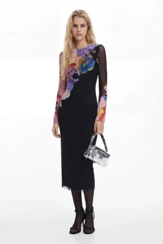 Midi-Kleid mit Blumenmuster