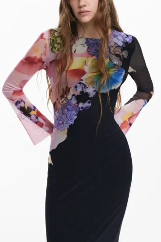 Midi-Kleid mit Blumenmuster