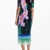 Midi-Kleid mit Blumenmuster Midi-Kleid mit Blumenmuster