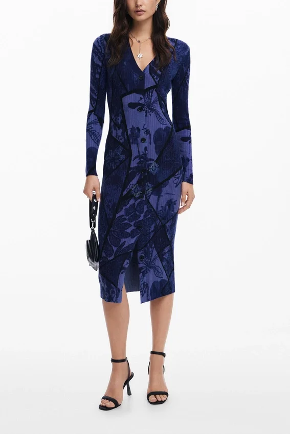 Midi-Kleid mit Blumenmuster Midi-Kleid mit Blumenmuster