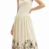 Midi-Kleid mit Blumenmuster und ausgestelltem Schnitt