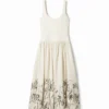 Midi-Kleid mit Blumenmuster und ausgestelltem Schnitt