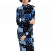 Midi-Kleid mit Blumenmuster und Rippmuster Midi-Kleid mit Blumenmuster und Rippmuster