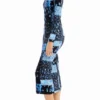 Midi-Kleid mit Blumenmuster und Rippmuster Midi-Kleid mit Blumenmuster und Rippmuster