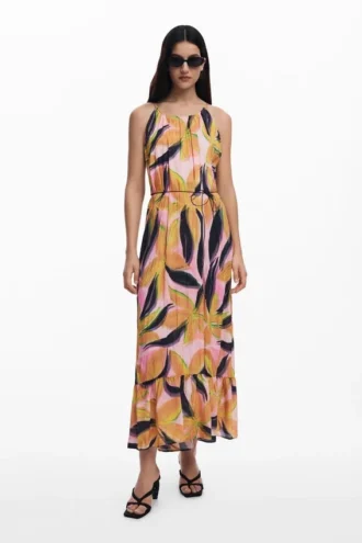 Midi-Kleid mit Crinkle-Effekt