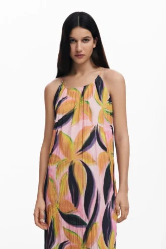 Midi-Kleid mit Crinkle-Effekt