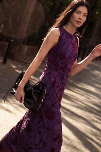 Midi-Kleid mit Flockdruck