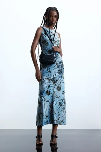 Midi-Kleid mit Flockdruck