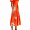 Midi-Kleid mit Gänseblümchen-Rüschen Midi-Kleid mit Gänseblümchen-Rüschen