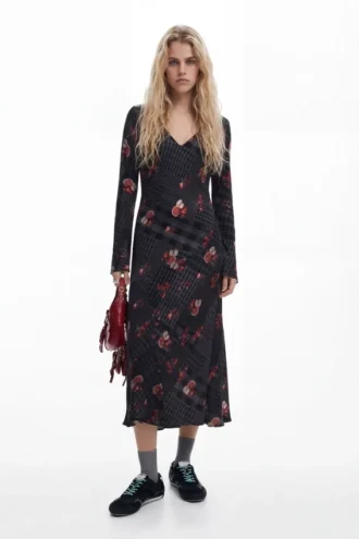 Midi-Kleid mit Karomuster