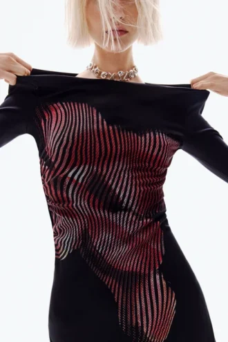 Midi-Kleid mit Pixel-Print