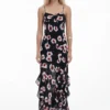 Midi-Kleid mit Rüschen in Poppy