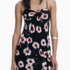 Midi-Kleid mit Rüschen in Poppy