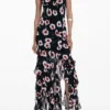 Midi-Kleid mit Rüschen in Poppy