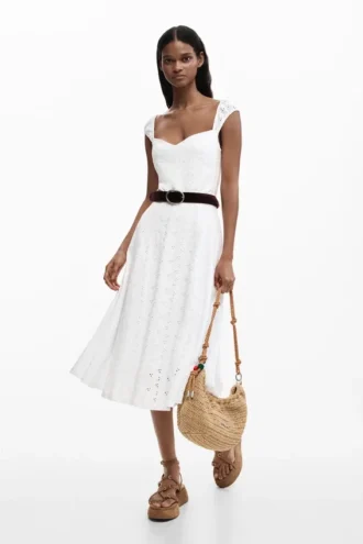Midi-Kleid mit Stickerei