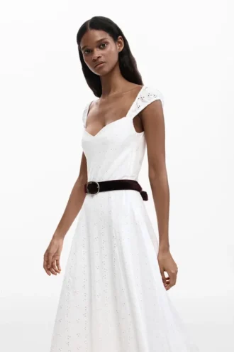 Midi-Kleid mit Stickerei