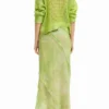 Midi-Rock mit Blumen-Spitzenmuster Midi-Rock mit Blumen-Spitzenmuster