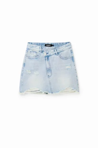 Minirock aus Denim mit gekreuztem Bund