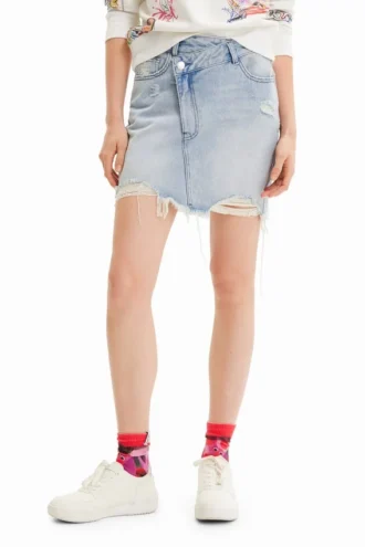Minirock aus Denim mit gekreuztem Bund