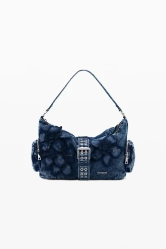 Mittlere Denim-Tasche mit Blumenmuster