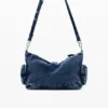 Mittlere Denim-Tasche mit Blumenmuster Mittlere Denim-Tasche mit Blumenmuster