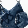 Mittlere Denim-Tasche mit Blumenmuster Mittlere Denim-Tasche mit Blumenmuster