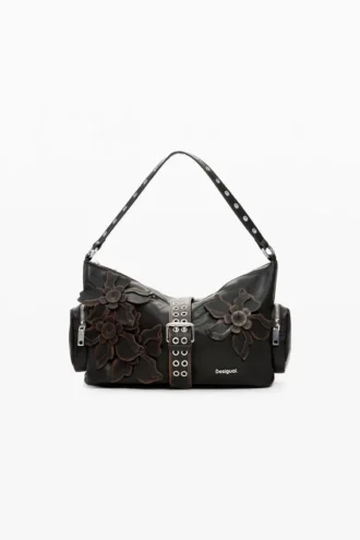 Mittlere Tasche mit Blumen-Applikationen