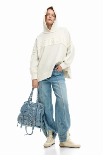 Mittlerer Rucksack aus Denim mit Rüschen