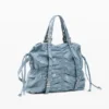 Mittlerer Rucksack aus Denim mit Rüschen