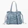 Mittlerer Rucksack aus Denim mit Rüschen