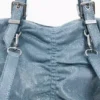 Mittlerer Rucksack aus Denim mit Rüschen