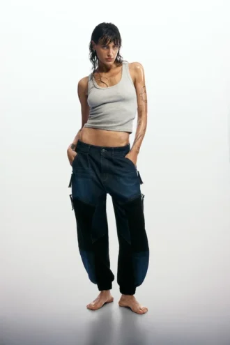 Patchwork-Jeans-Hose