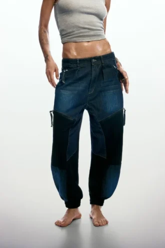 Patchwork-Jeans-Hose