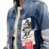 Patchwork-Jeansjacke mit Mickey-Mouse-Motiven