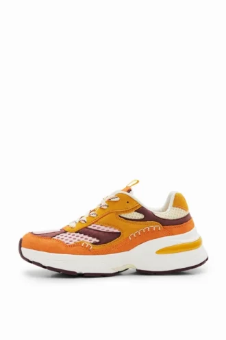 Patchwork-Sneaker aus Spaltleder