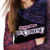 Patchwork-Tüll-T-Shirt mit Aufdruck