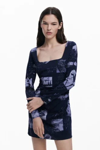 Postkarten-Kleid mit quadratischem Ausschnitt Postkarten-Kleid mit quadratischem Ausschnitt