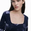 Postkarten-Kleid mit quadratischem Ausschnitt