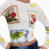Pullover mit tropischen Briefmarken