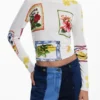 Pullover mit tropischen Briefmarken