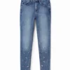 Push-up-Skinny-Jeans mit Blumenmuster