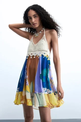 Ärmelloses Kleid mit Print