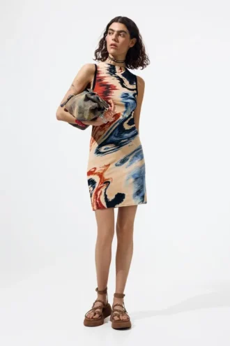 Ärmelloses Kleid mit Print