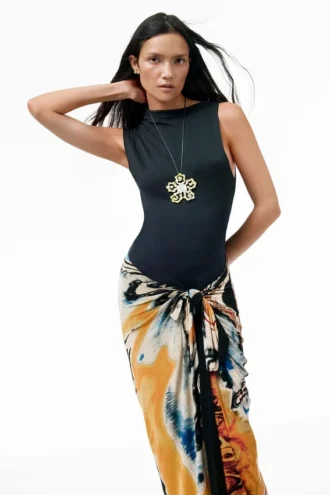 Ärmelloses Kleid mit Print